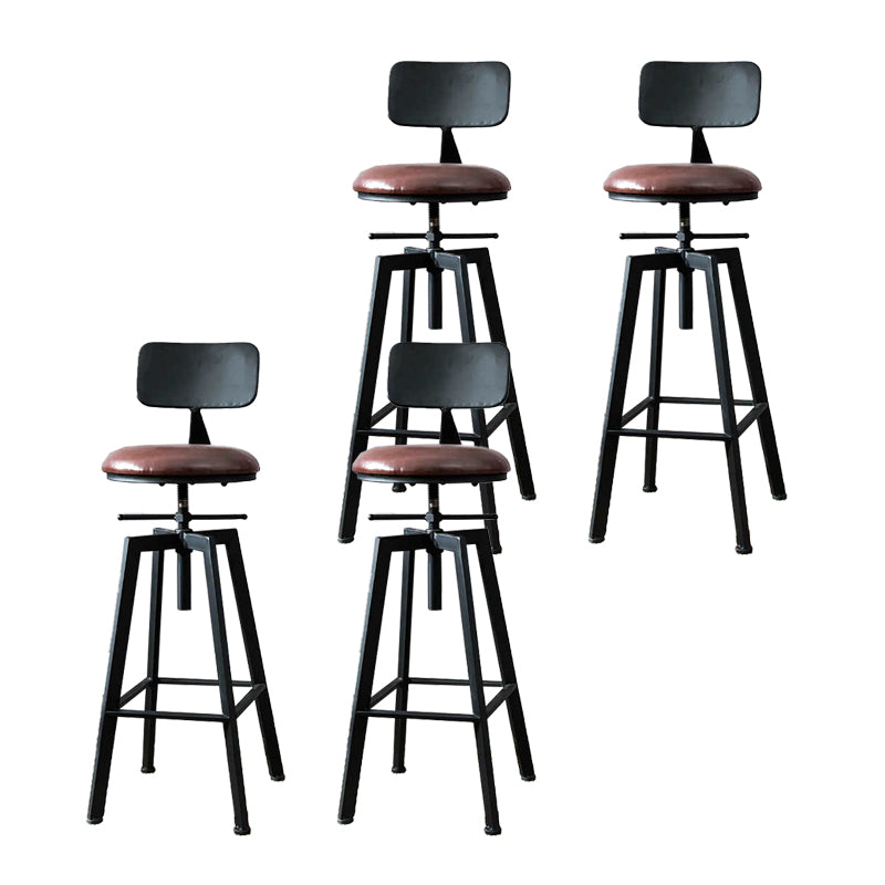 Industrial Adjustable Height Bar Stool Iron Frame Stool in Black