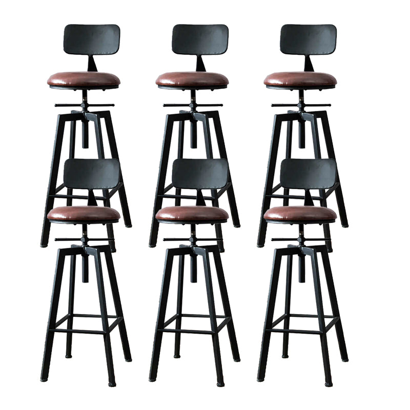 Industrial Adjustable Height Bar Stool Iron Frame Stool in Black