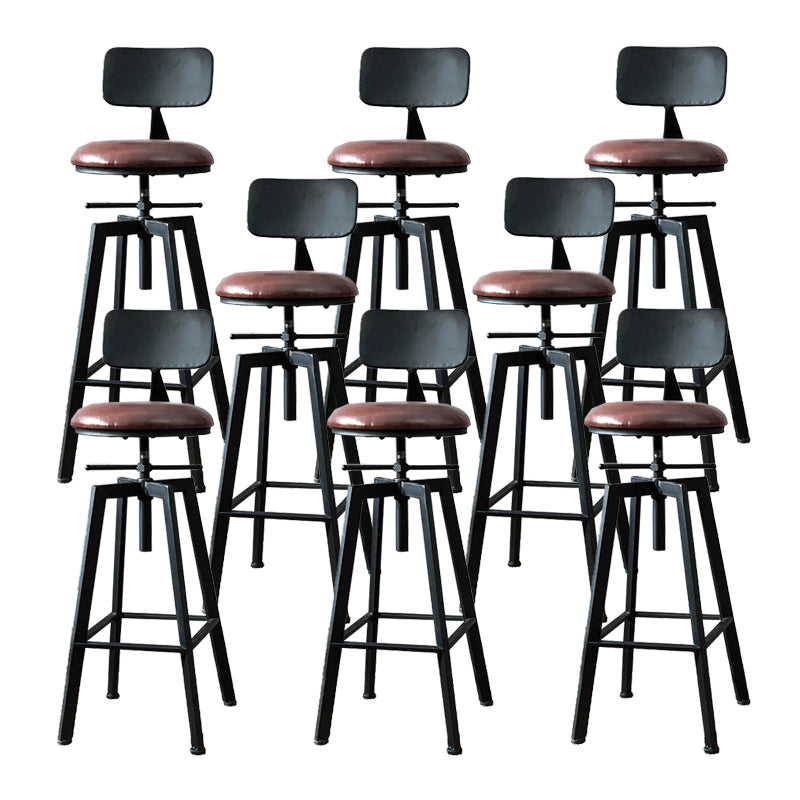 Industrial Adjustable Height Bar Stool Iron Frame Stool in Black