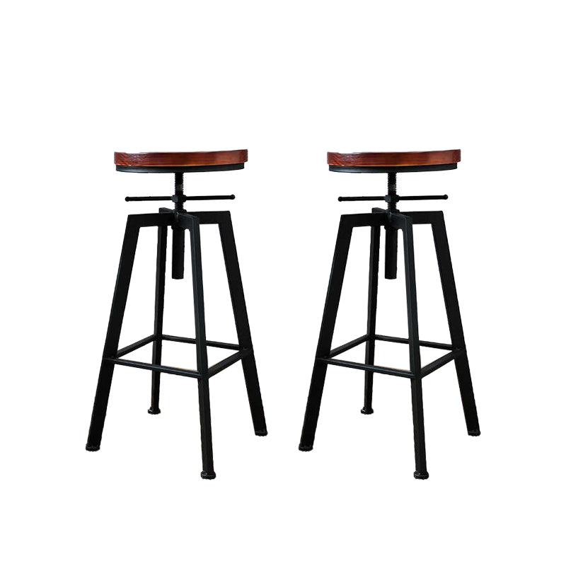 Industrial Adjustable Height Bar Stool Iron Frame Stool in Black