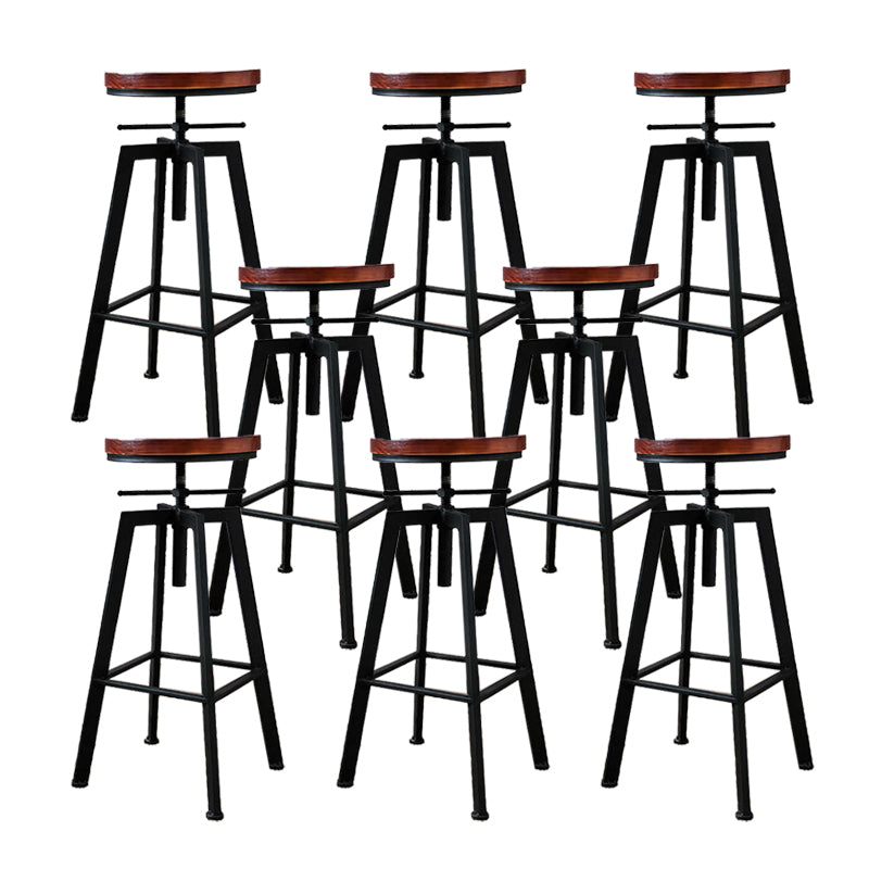 Industrial Adjustable Height Bar Stool Iron Frame Stool in Black