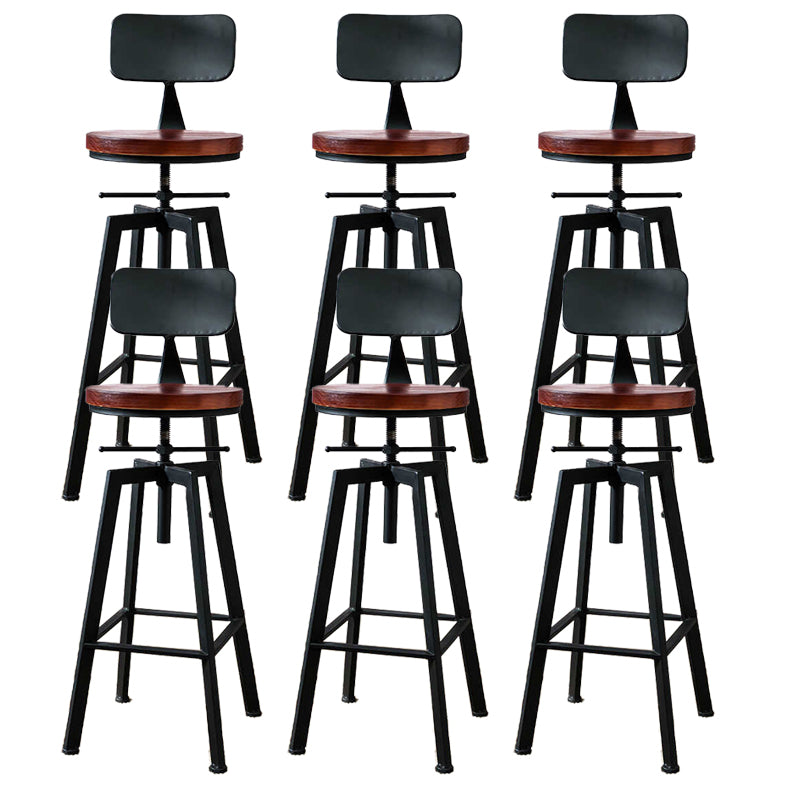 Industrial Adjustable Height Bar Stool Iron Frame Stool in Black