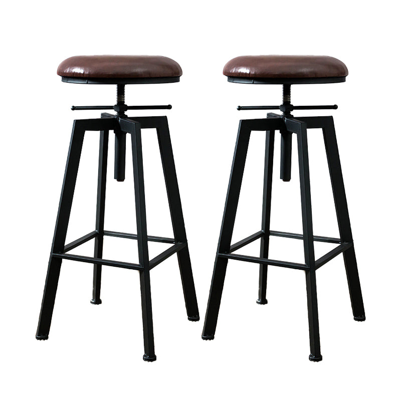 Industrial Adjustable Height Bar Stool Iron Frame Stool in Black