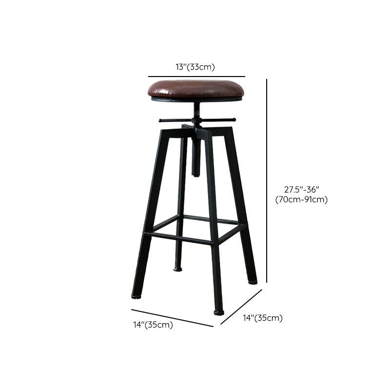 Industrial Adjustable Height Bar Stool Iron Frame Stool in Black