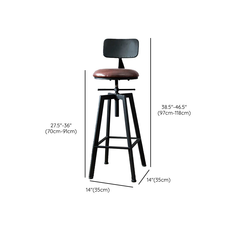 Industrial Adjustable Height Bar Stool Iron Frame Stool in Black