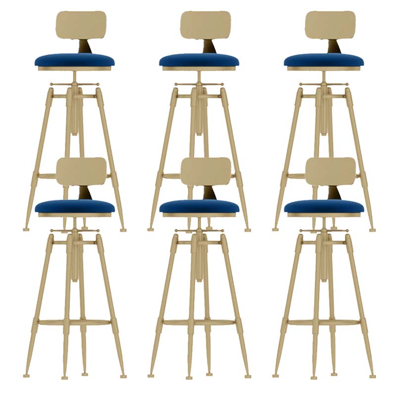Metal Adjustable Height Bar Stool Industrial Upholstered Bar Stools
