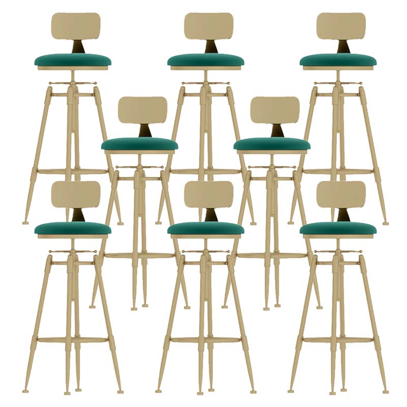 Metal Adjustable Height Bar Stool Industrial Upholstered Bar Stools