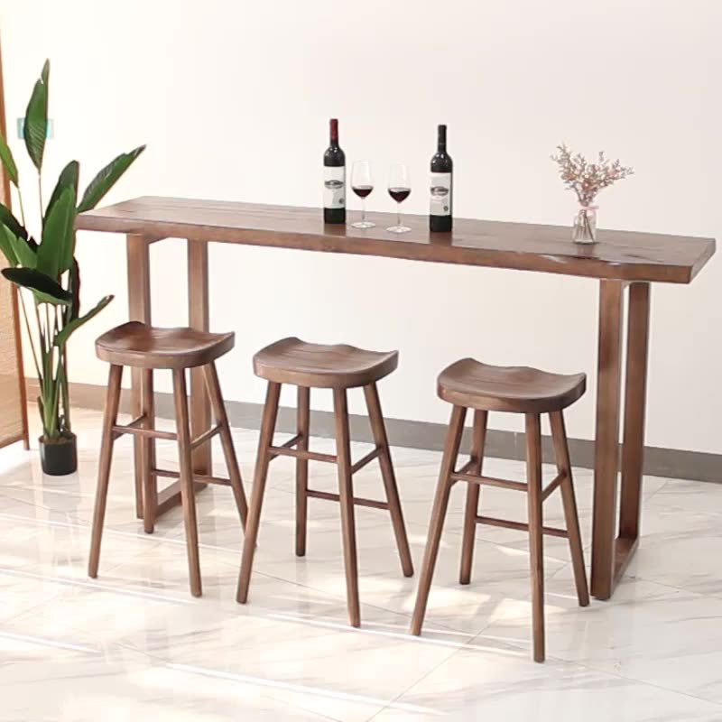 Modern Solid Wood Bar Stool Backless Counter Stool for Restaurant