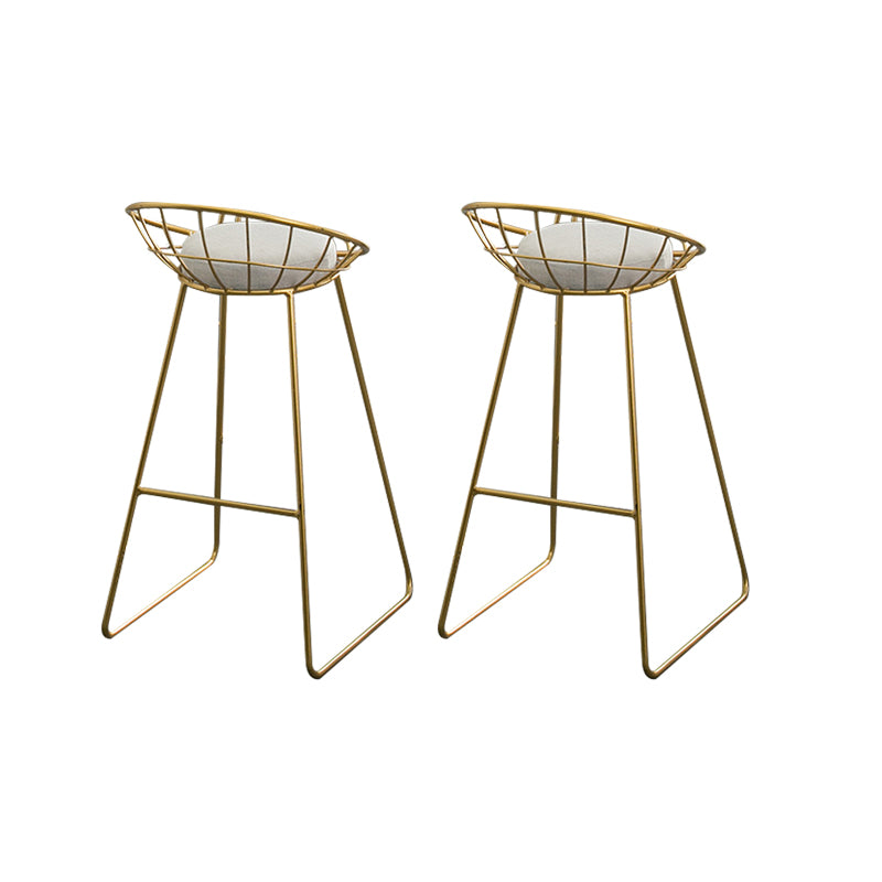 Contemporary Bar Stool White Cushion Barstool with Metal Legs