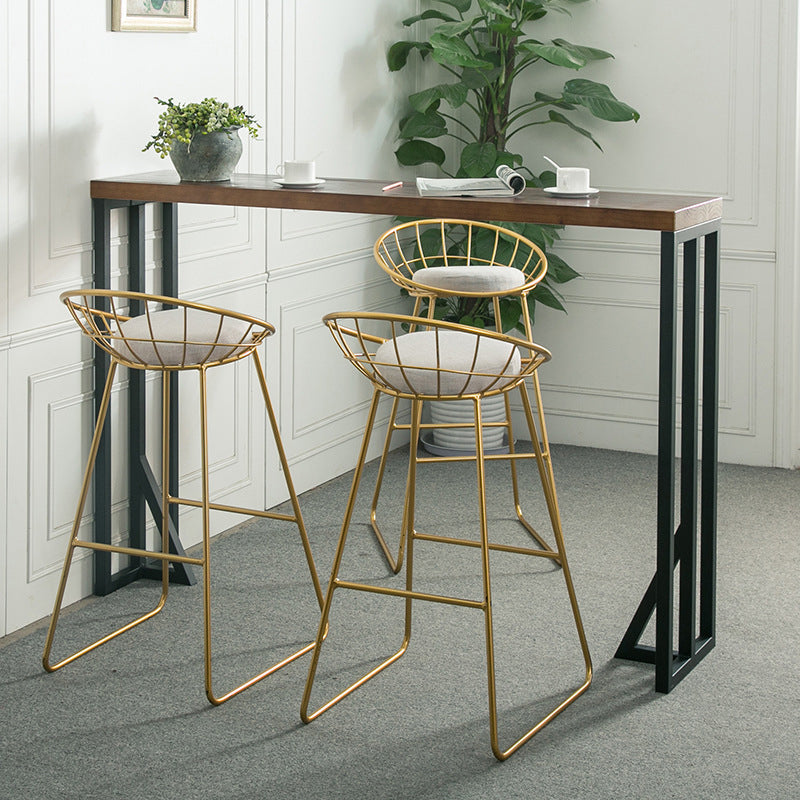Contemporary Bar Stool White Cushion Barstool with Metal Legs