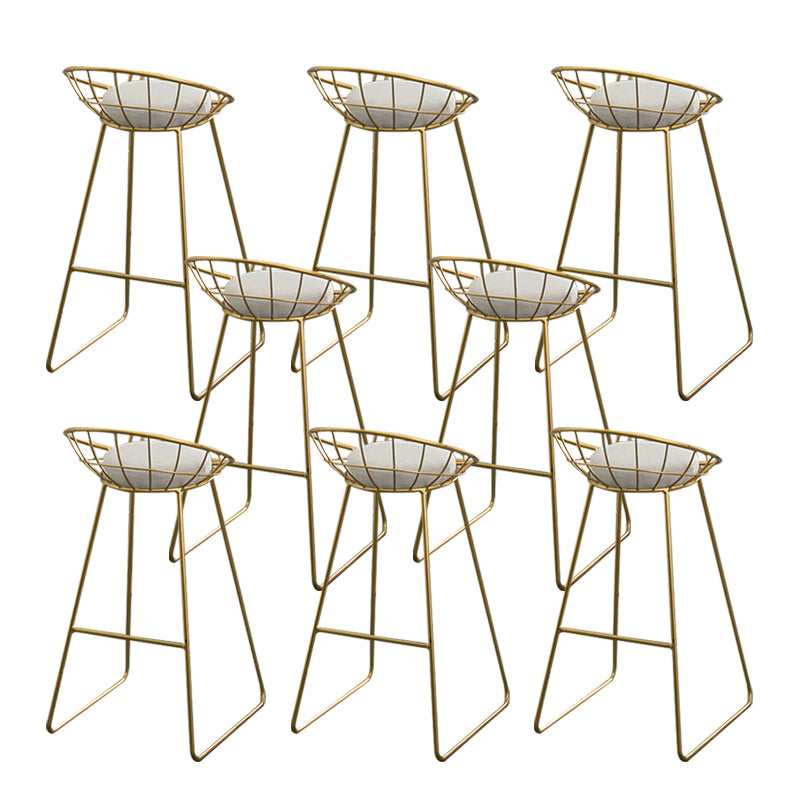 Contemporary Bar Stool White Cushion Barstool with Metal Legs