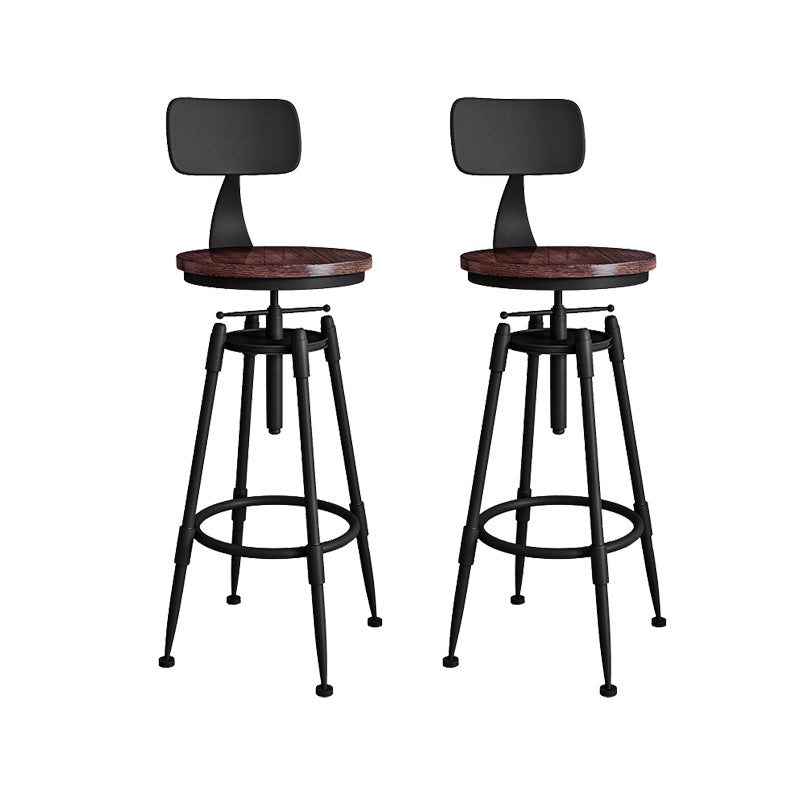 Metal Adjustable Height Bar Stool Armless Round Upholstered Bar Stool
