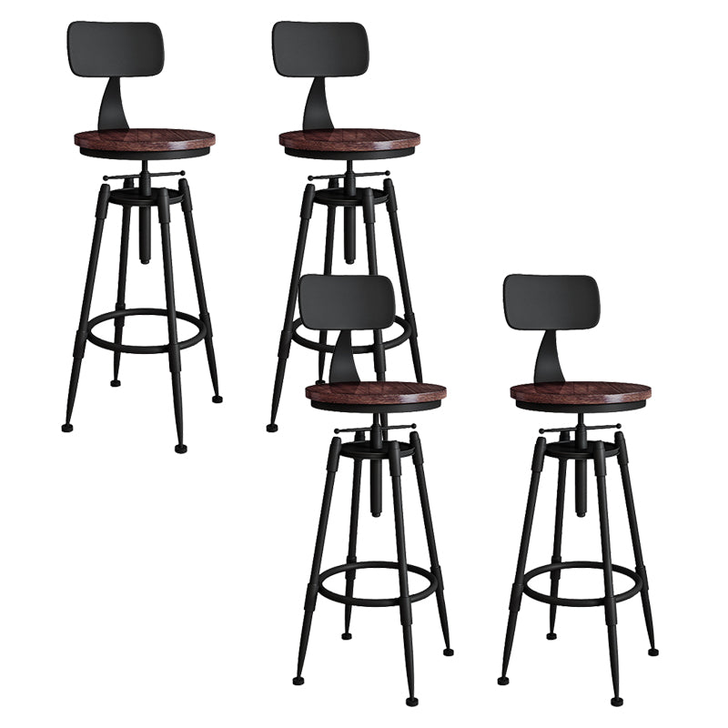 Metal Adjustable Height Bar Stool Armless Round Upholstered Bar Stool