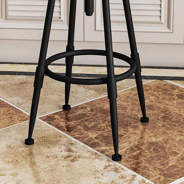 Metal Adjustable Height Bar Stool Armless Round Upholstered Bar Stool