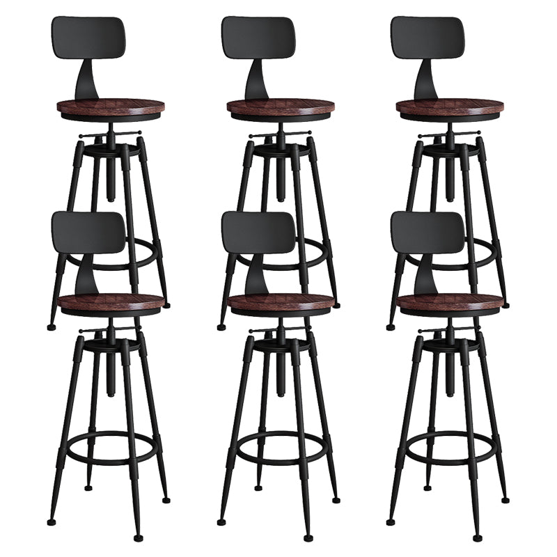 Metal Adjustable Height Bar Stool Armless Round Upholstered Bar Stool