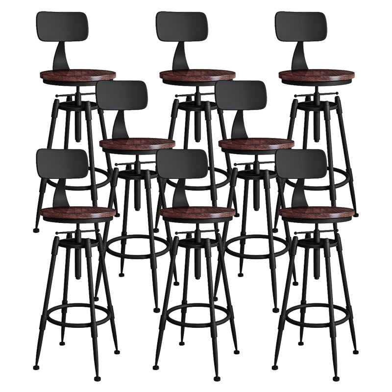 Metal Adjustable Height Bar Stool Armless Round Upholstered Bar Stool
