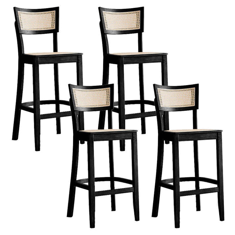 Solid Wood Living Room Barstool  Contemporary Rattan Bar Stool