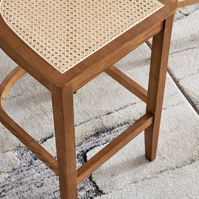Solid Wood Living Room Barstool  Contemporary Rattan Bar Stool
