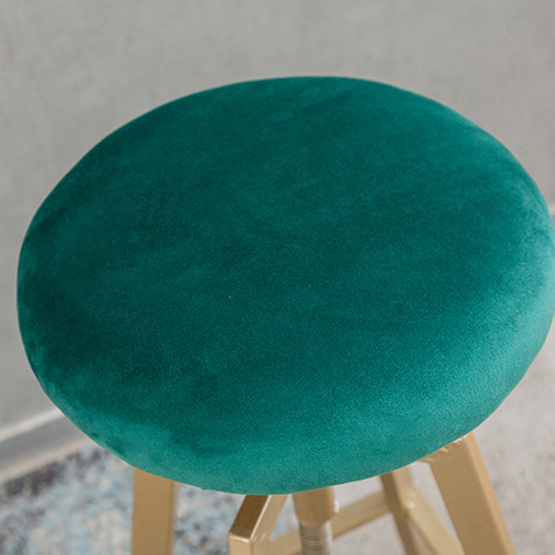 Backless Upholstered Bar Stool Metal Adjustable Height Bar Stool with Gold Legs