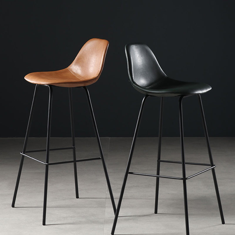 Leather Bar Stool Modern Low Back Counter Stool for Bristol with Metal Base