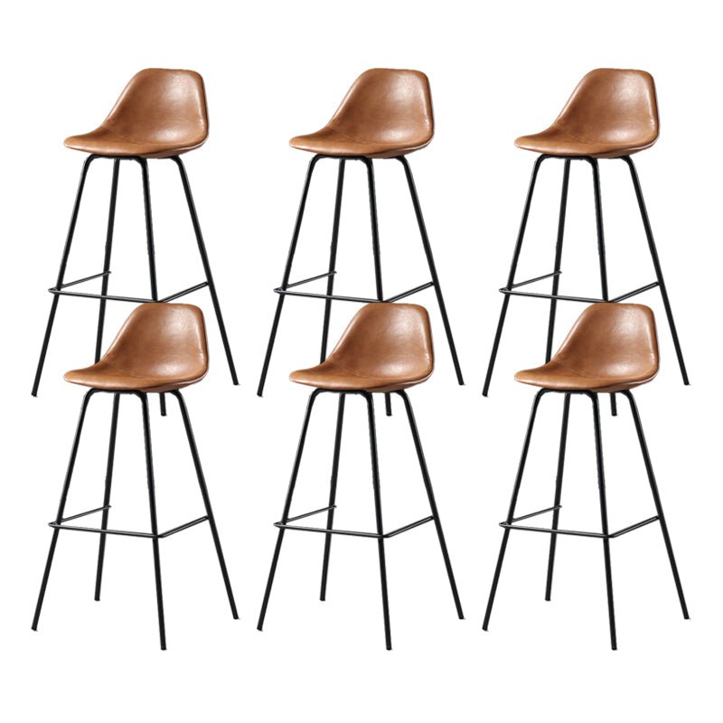 Leather Bar Stool Modern Low Back Counter Stool for Bristol with Metal Base