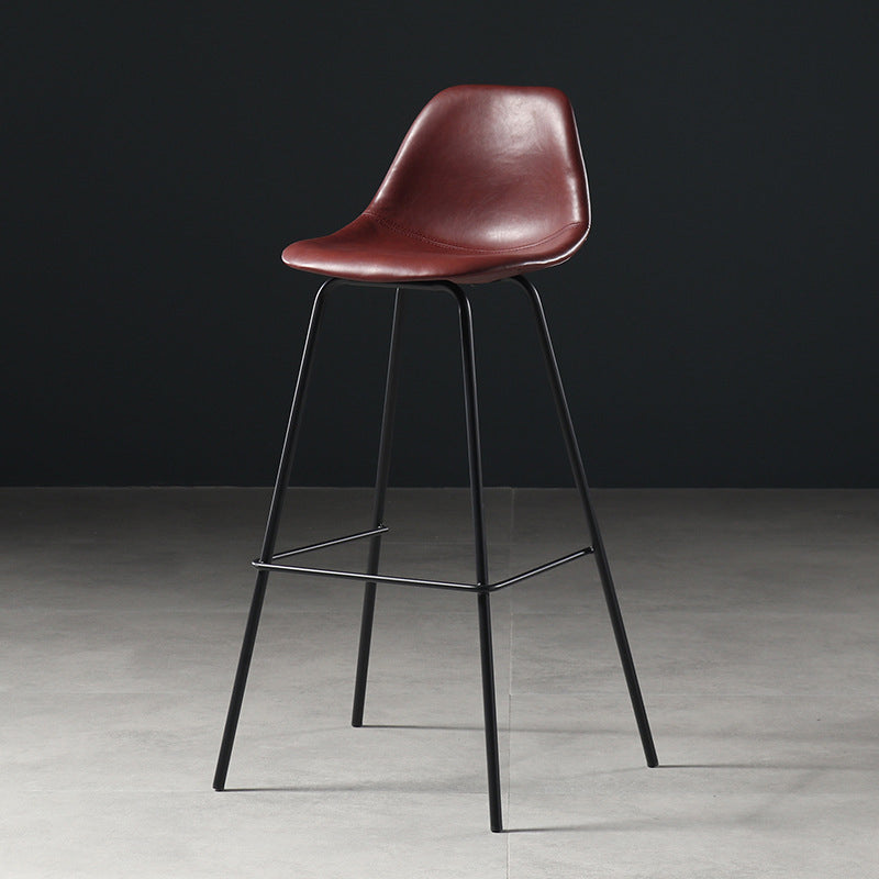 Leather Bar Stool Modern Low Back Counter Stool for Bristol with Metal Base