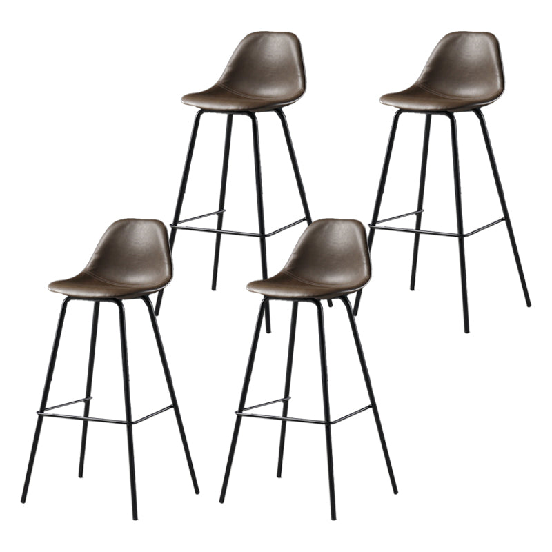 Leather Bar Stool Modern Low Back Counter Stool for Bristol with Metal Base