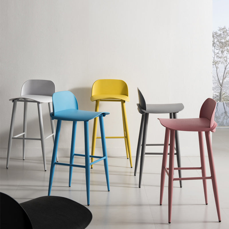 Glam Living Room Bar Height Stool Plastic Bar Stool with Iron Legs