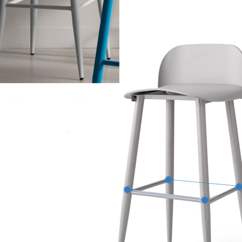 Glam Living Room Bar Height Stool Plastic Bar Stool with Iron Legs