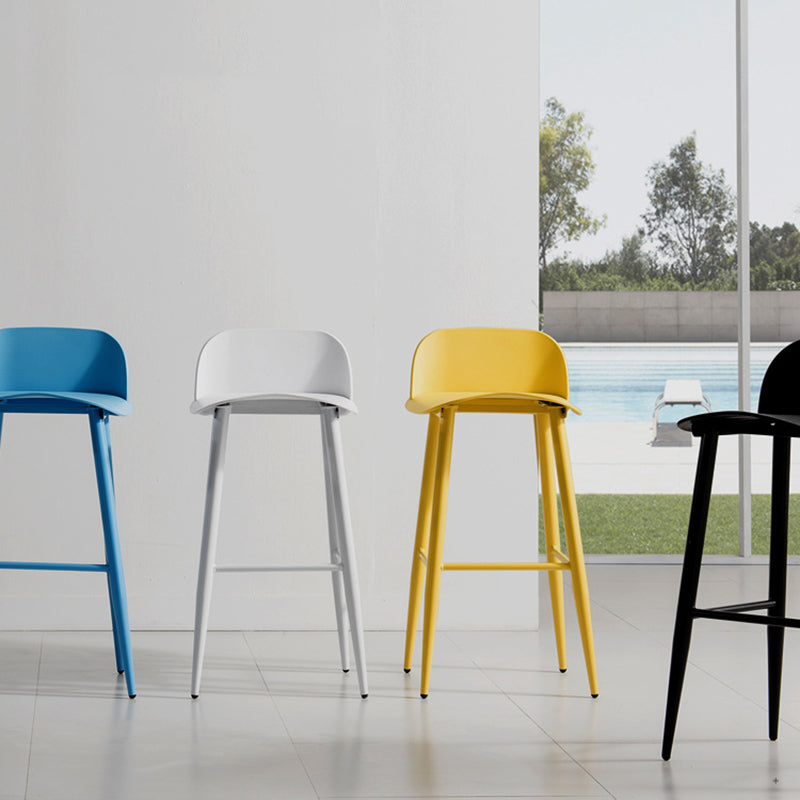 Glam Living Room Bar Height Stool Plastic Bar Stool with Iron Legs