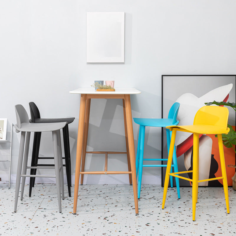 Glam Living Room Bar Height Stool Plastic Bar Stool with Iron Legs