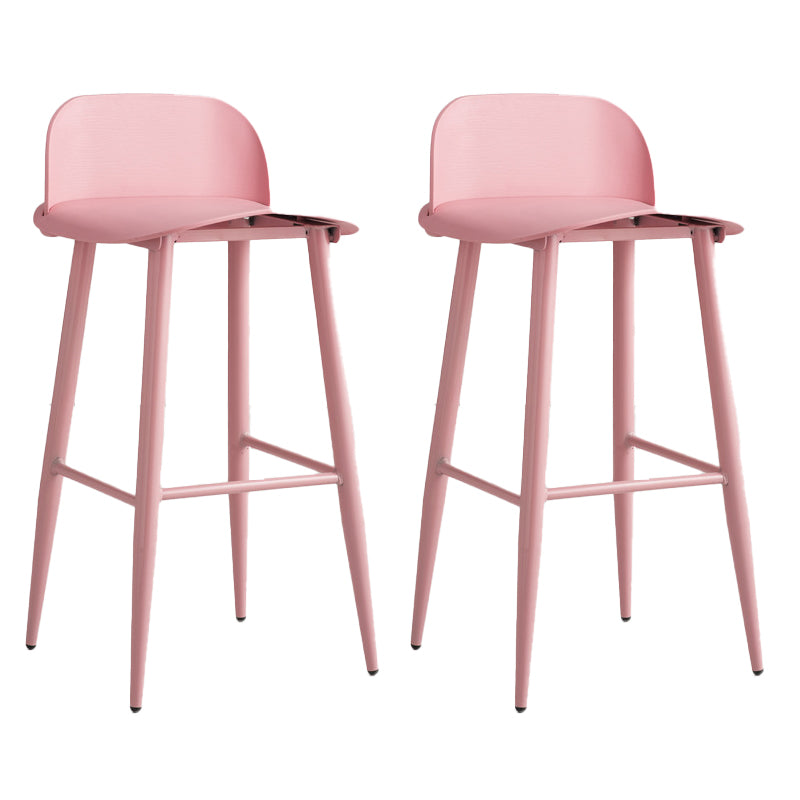 Glam Living Room Bar Height Stool Plastic Bar Stool with Iron Legs