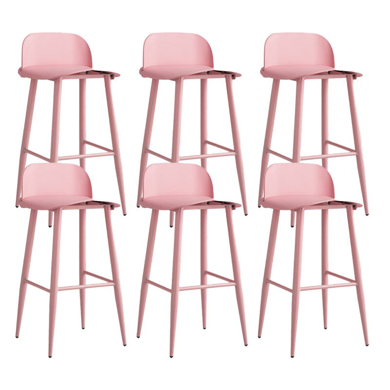 Glam Living Room Bar Height Stool Plastic Bar Stool with Iron Legs