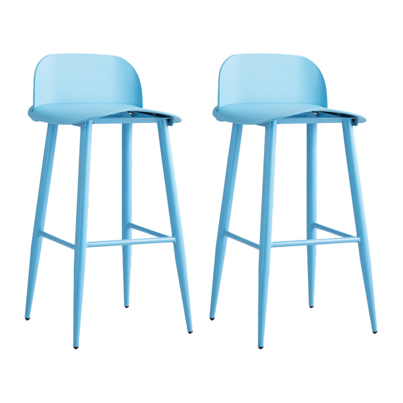 Glam Living Room Bar Height Stool Plastic Bar Stool with Iron Legs