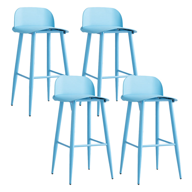 Glam Living Room Bar Height Stool Plastic Bar Stool with Iron Legs