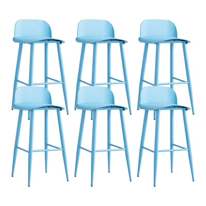 Glam Living Room Bar Height Stool Plastic Bar Stool with Iron Legs