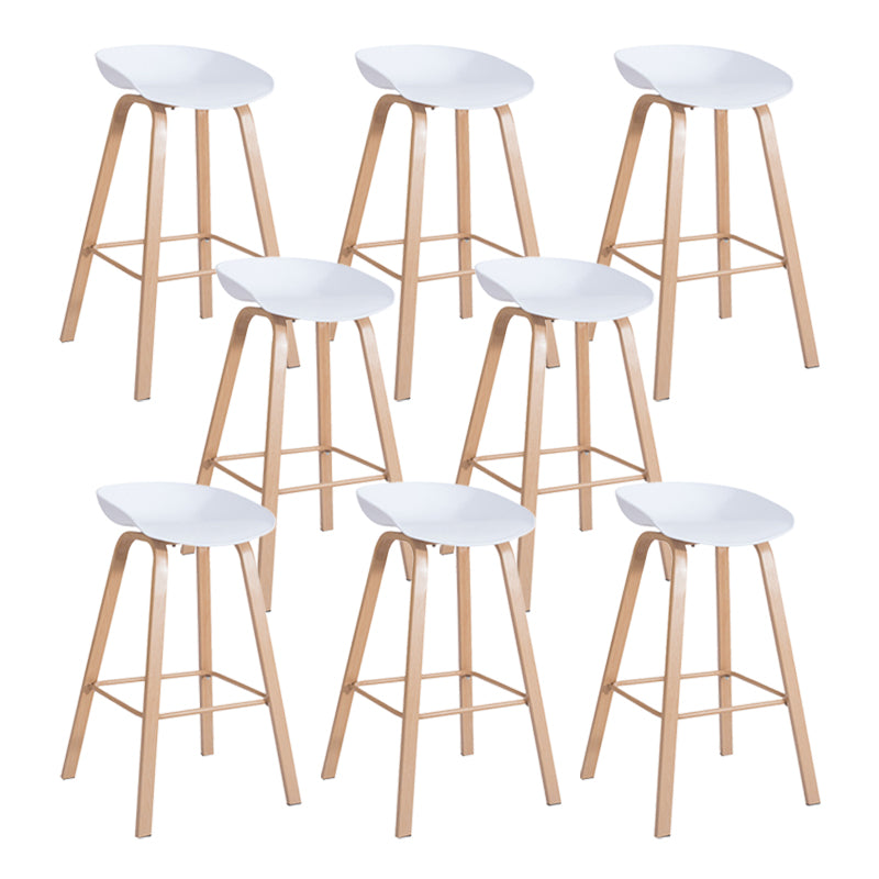 Scandinavian Bucket Armless Stool Plastic Bar Stool with Wood Legs