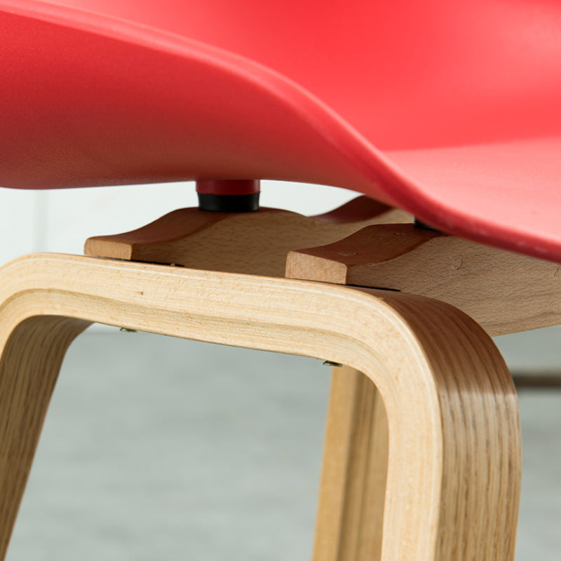 Scandinavian Bucket Armless Stool Plastic Bar Stool with Wood Legs