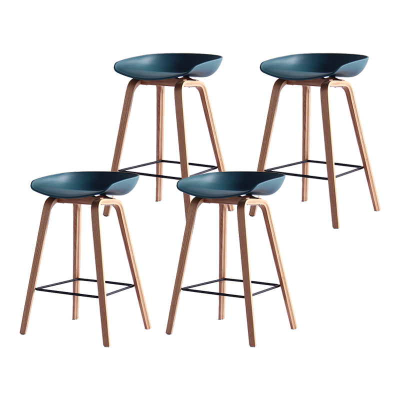 Scandinavian Solid Wood Legs Bar Stool Plastic Armless Bar Stool