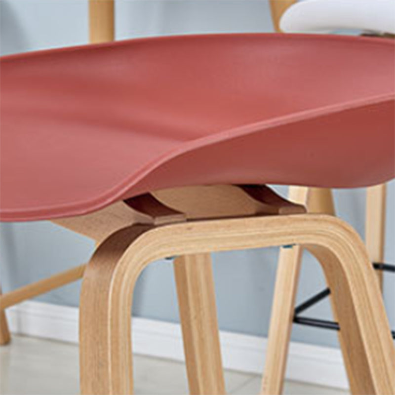 Scandinavian Solid Wood Legs Bar Stool Plastic Armless Bar Stool