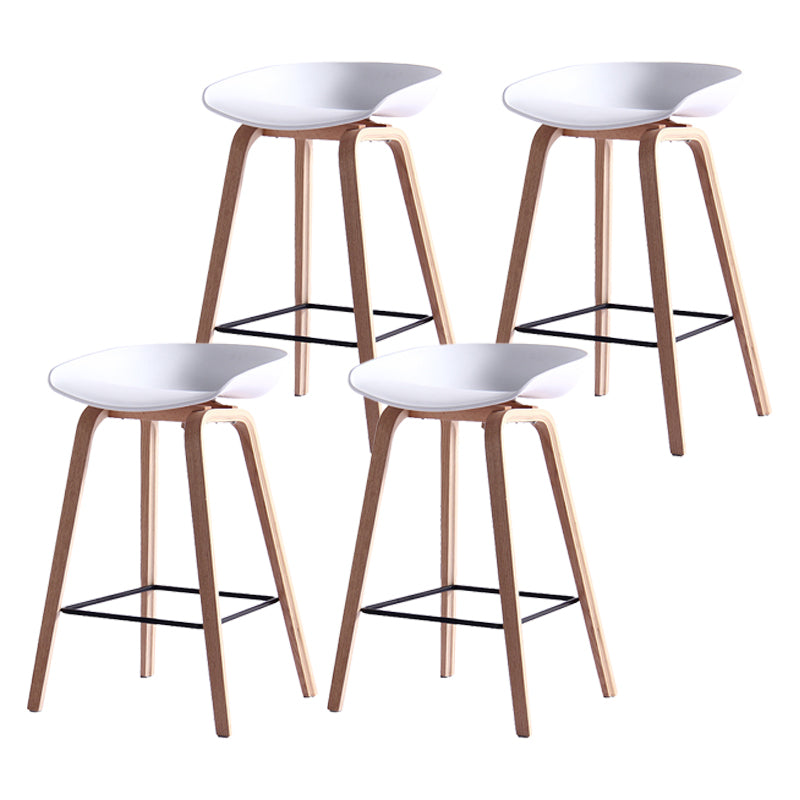Scandinavian Solid Wood Legs Bar Stool Plastic Armless Bar Stool