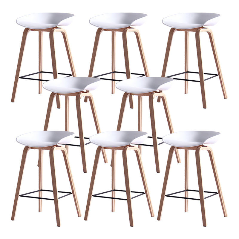 Scandinavian Solid Wood Legs Bar Stool Plastic Armless Bar Stool
