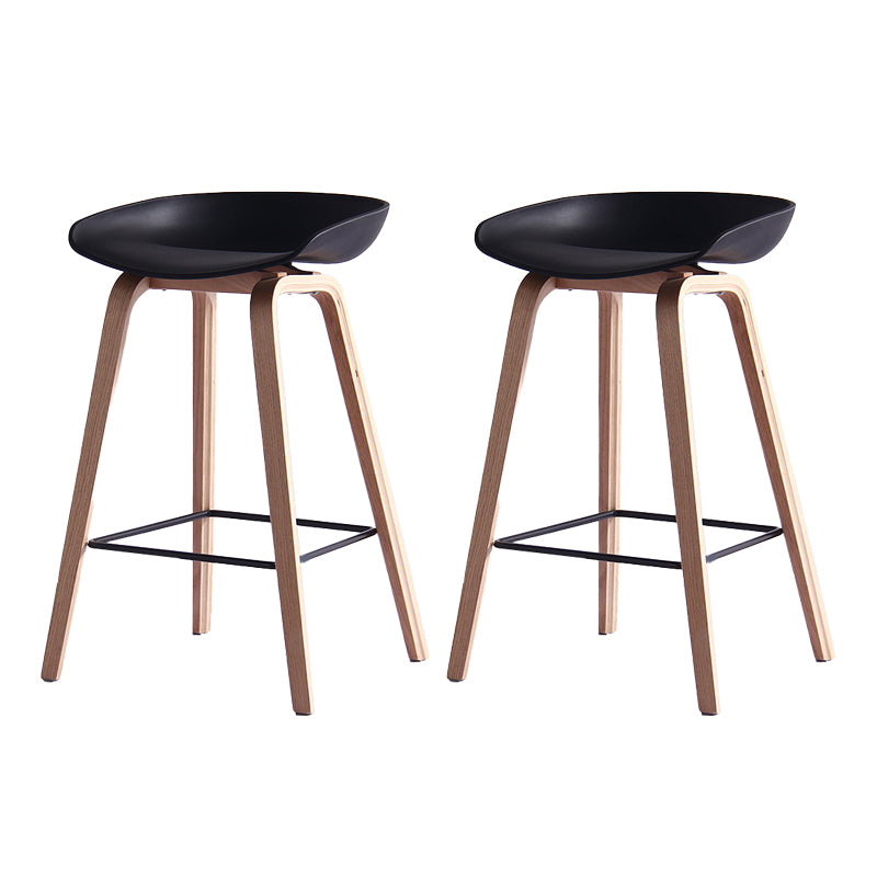 Scandinavian Solid Wood Legs Bar Stool Plastic Armless Bar Stool