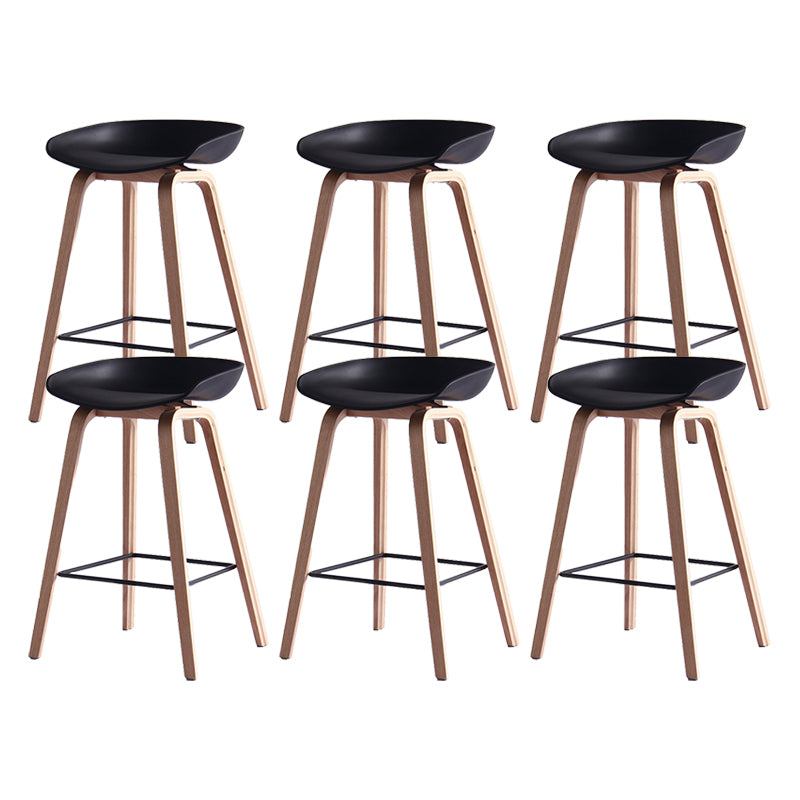 Scandinavian Solid Wood Legs Bar Stool Plastic Armless Bar Stool