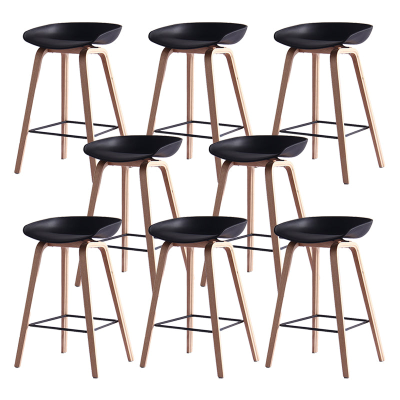 Scandinavian Solid Wood Legs Bar Stool Plastic Armless Bar Stool