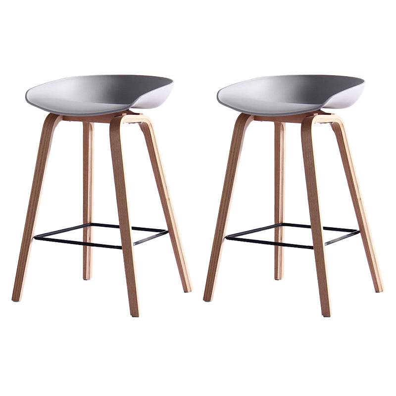 Scandinavian Solid Wood Legs Bar Stool Plastic Armless Bar Stool