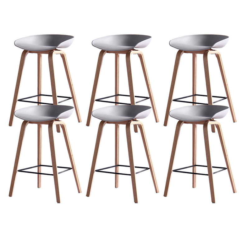 Scandinavian Solid Wood Legs Bar Stool Plastic Armless Bar Stool