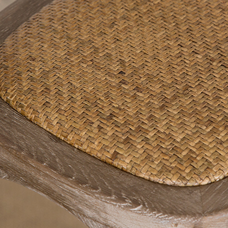 Oak Solid Wood and Rattan Bar Stool Modern Armless Indoor Bar Stool