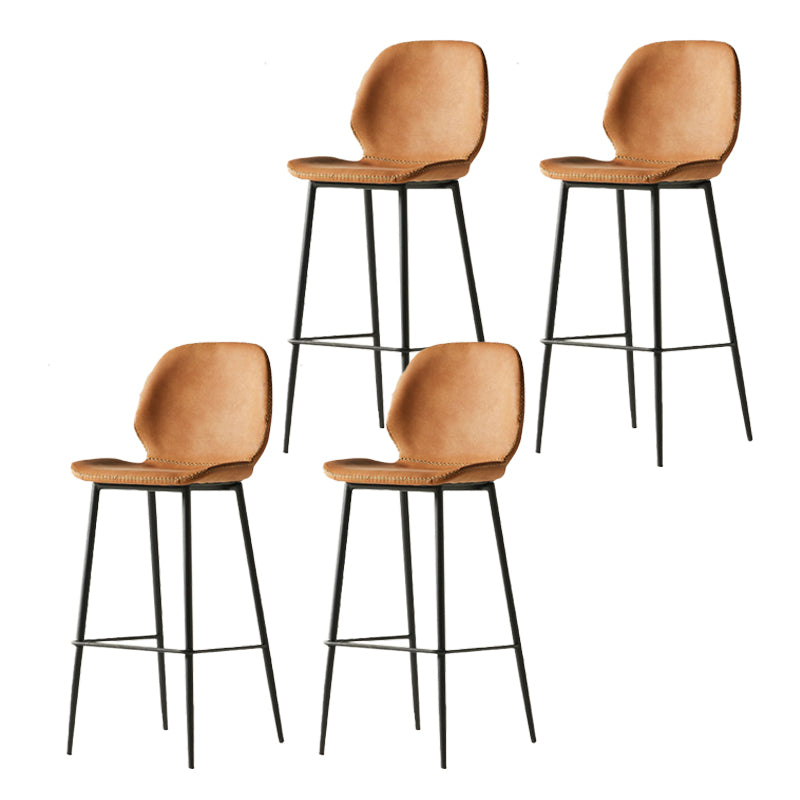 Contemporary PU Leather Bar Stool Low Back Upholstered Bar Stool