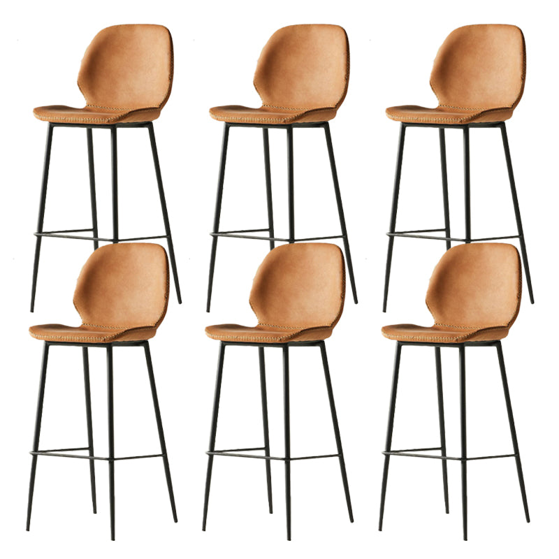 Contemporary PU Leather Bar Stool Low Back Upholstered Bar Stool